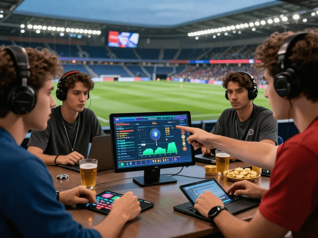 Des paris sportifs en crypto sur une plateforme numérique dynamique avec des parieurs enthousiastes dans une ambiance électrisante.
