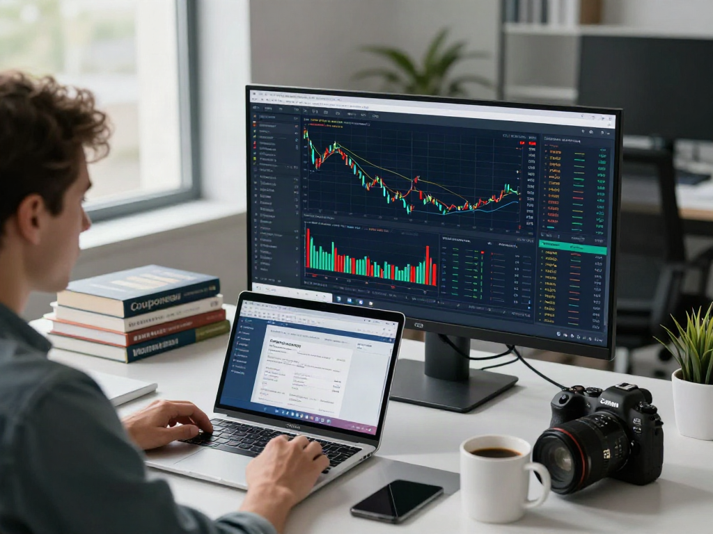 Couponeau France : utilisateur analysant des données de trading sur la-couponeau.com dans un environnement moderne.