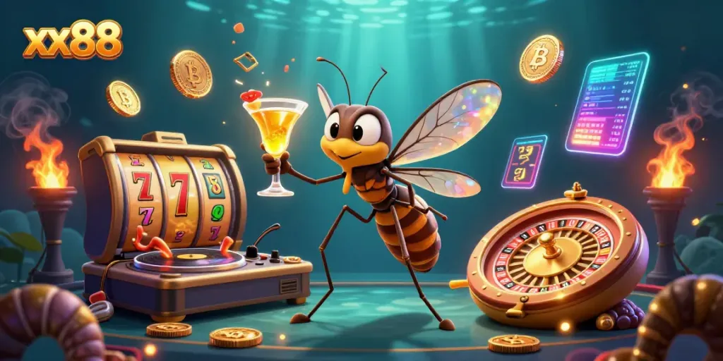 Experience thrilling gameplay at xx88 casino with vibrant slot games and unique mascot visuals.